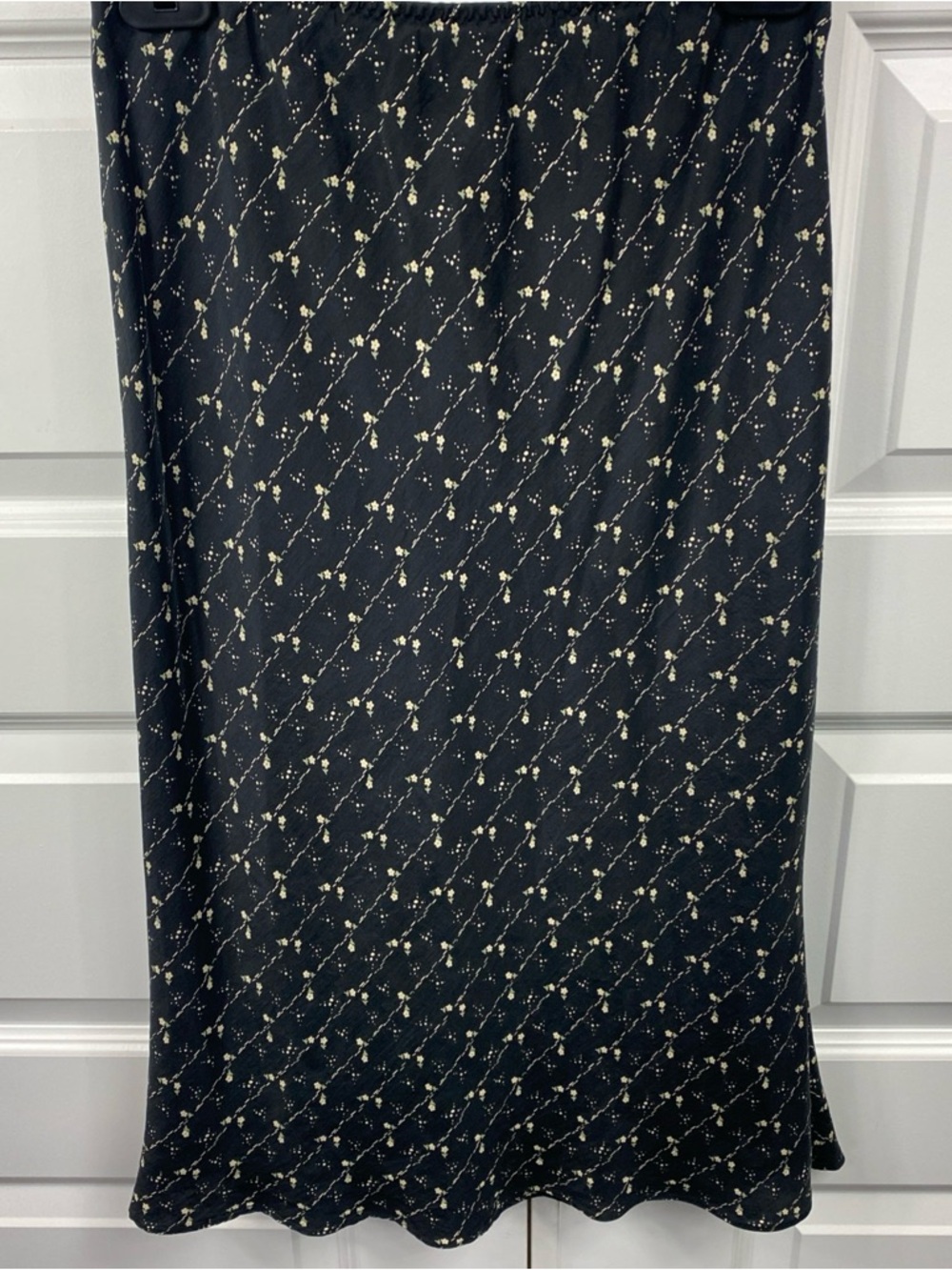Silk A-line MIDI Skirt Micro Floral All Over Print Earthy Romantic Republic 0 - Picture 2 of 6